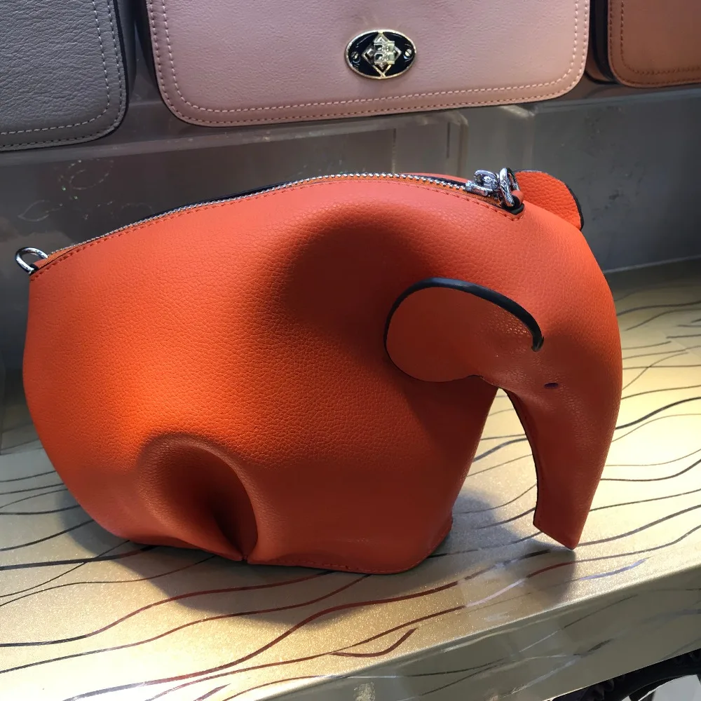 Kafunila genuine leather women small elephant shaped handbags casual