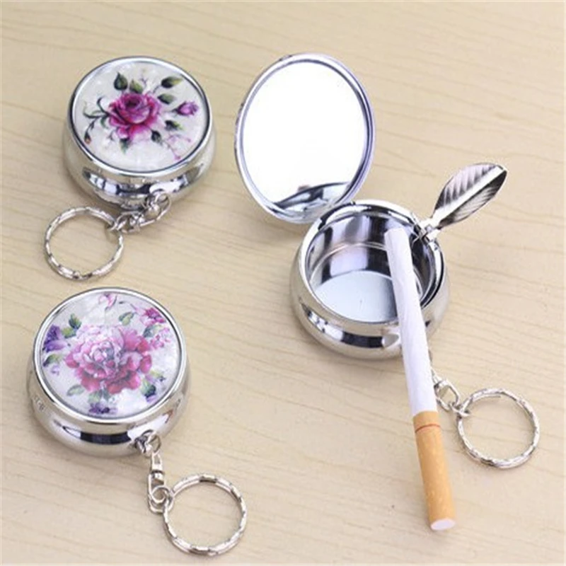 

OPPOHERE Portable circular print can open cigarette holder with grey Nini keychain car decoration