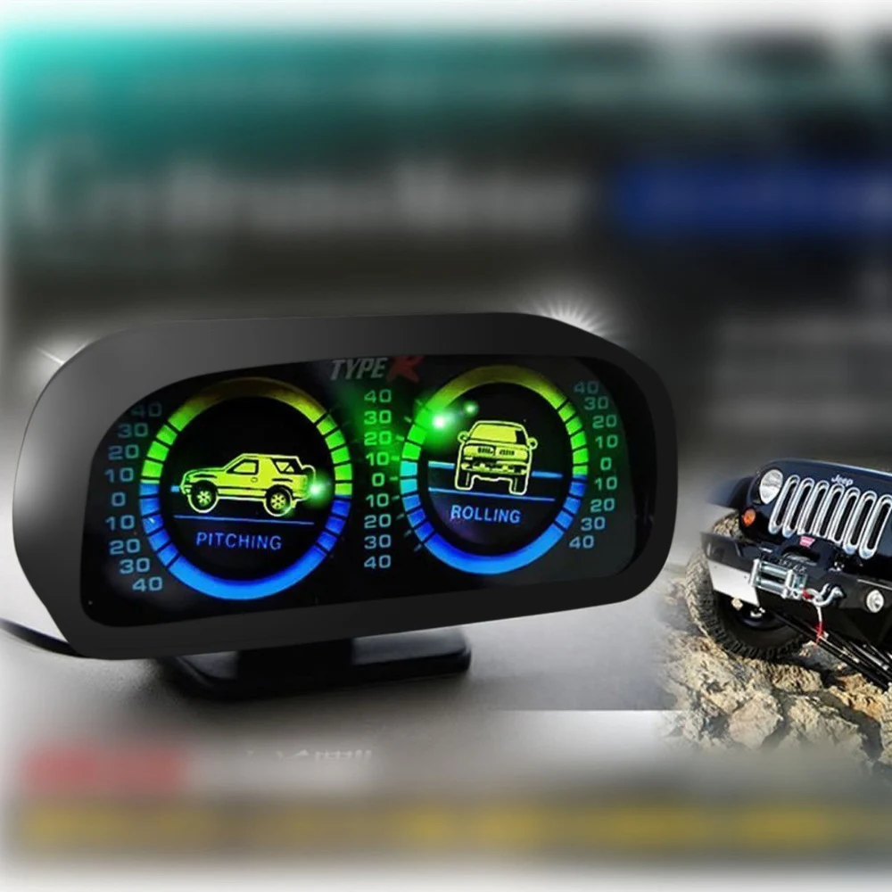  Car Auto Compass adjustableBalance MeterSlope Indicator Land Meter with LED Light For Off-Road Vehi