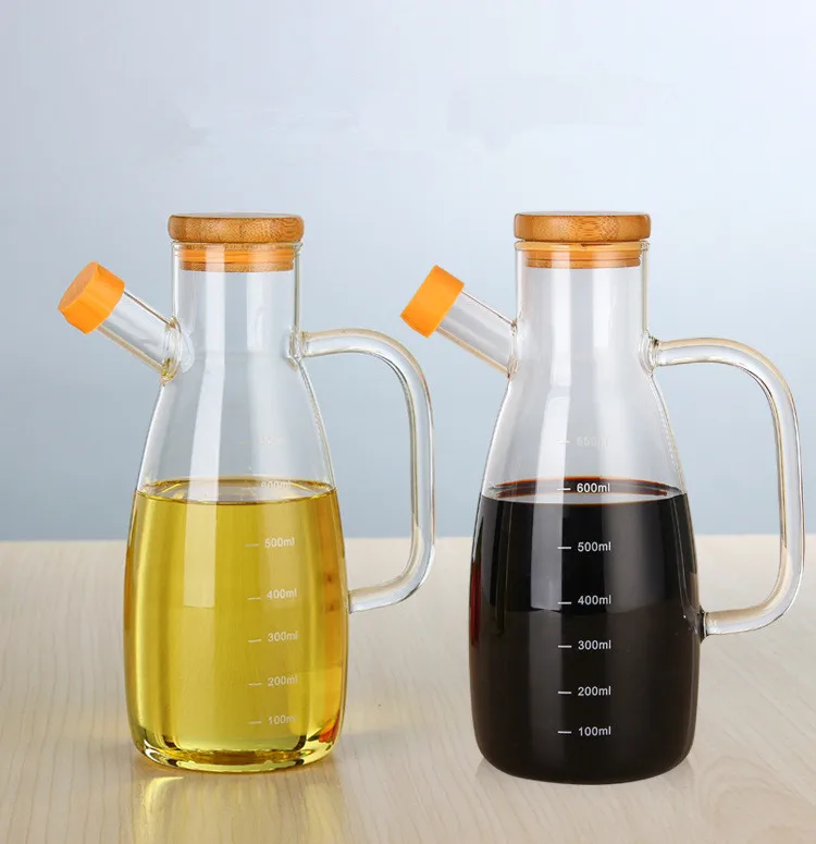 

1PC 650ml Large Capacity Transparent Soy Sauce Vinegar Oil Pots High Borosilicate Glass Seasoning Bottles Kitchen Tools JO 1082