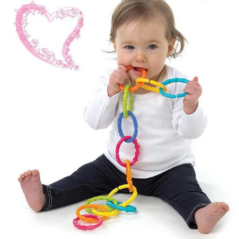 

Hot 6pcs Baby Teether Toy Baby Rattle Colorful Rainbow Rings Crib Bed Stroller Hanging Decoration Toys Gift for children Baby