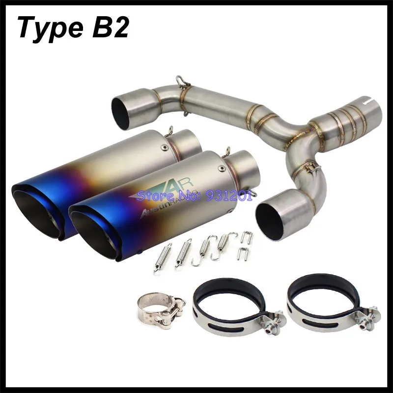 For Suzuki GSR600 GSR400 BK600 BK400 Exhaust System Muffler Pipe Dual Middle Link Pipe with 2PCS AR Austin Racing Exhaust Pipe - Цвет: Type B2