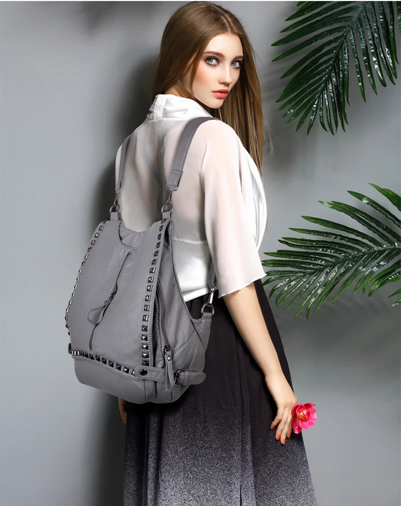 YOUNNE Women Leather Backpack Female Zipper Fashion Style Backpacks Young Girl Casual Shoulder Bag Lidy Softback Solid Hand Bag10