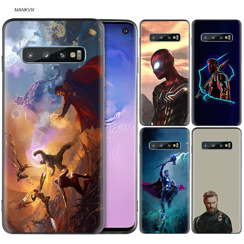 

Marvel Superheroes The Avengers Black Silicone Case for Samsung Galaxy M20 S10e S10 S9 M10 M30 M40 S8 Plus 5G S7 S6 Edge Cover