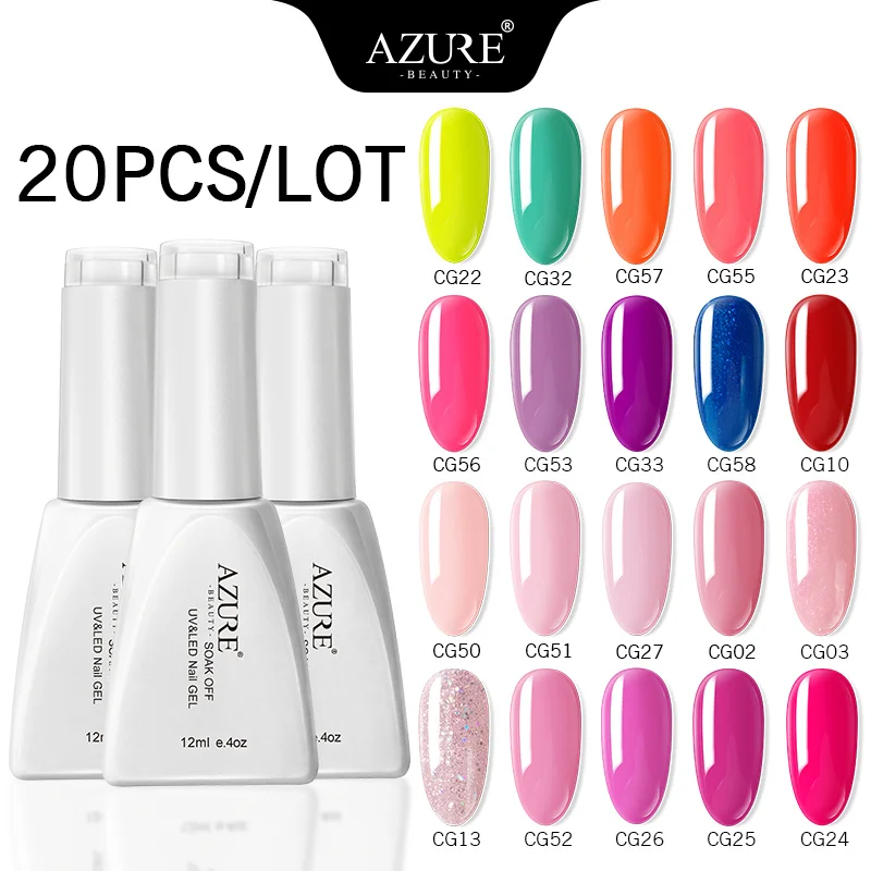 

Azure Beauty 20PCS/LOT Nail Gel Polish Long-Lastig Soak-off UV Nail Gel Lacquer Manicure Gel Varnish For Nail Art DIY Design