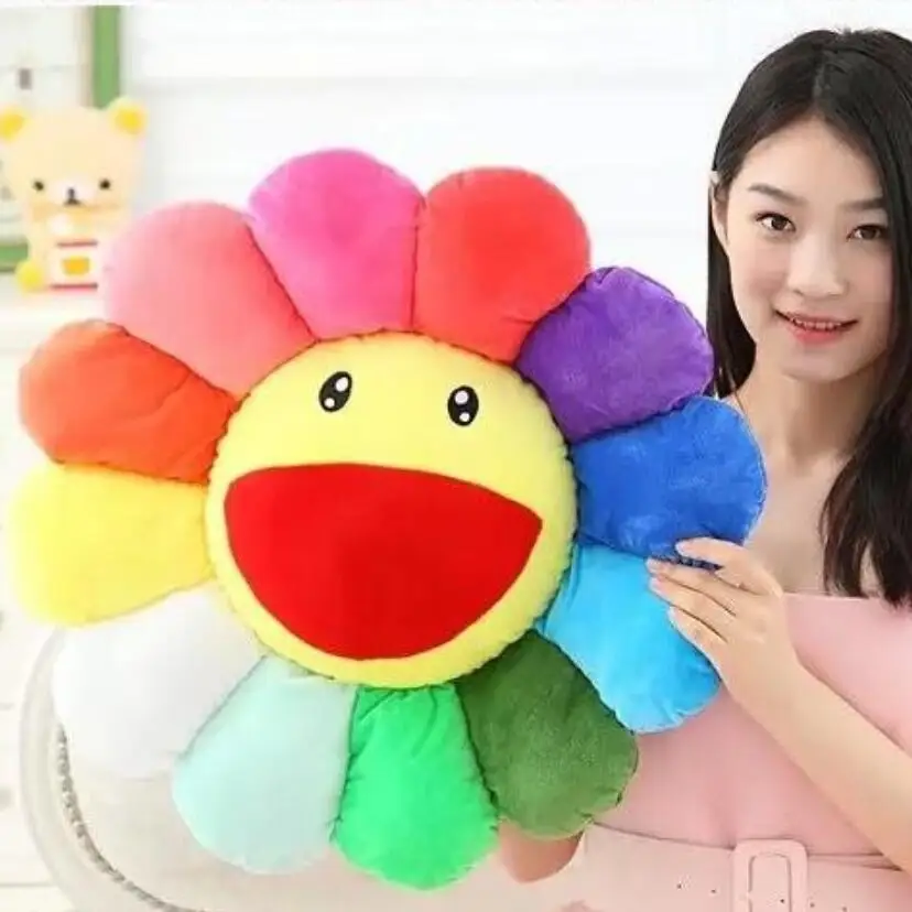 

2017 New 25CM Colorful flowers Sunflowers QQ Expression Plush Toy Pillow Toys