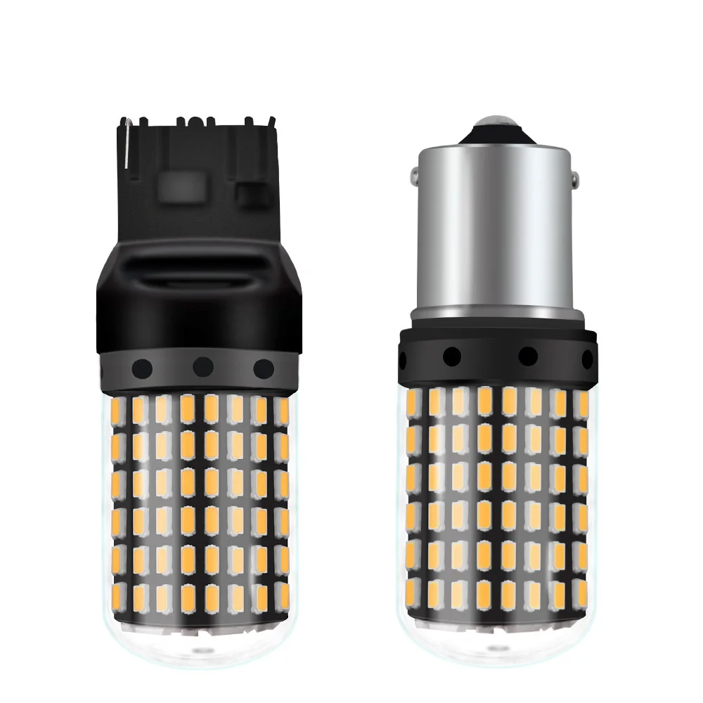 

2PCS Led Brake Light 1156 P21W 7440 T20 W21W Amber 3014 CHIPS 144 SMD No Hyper Flash Canbus Led Turn Signal Light