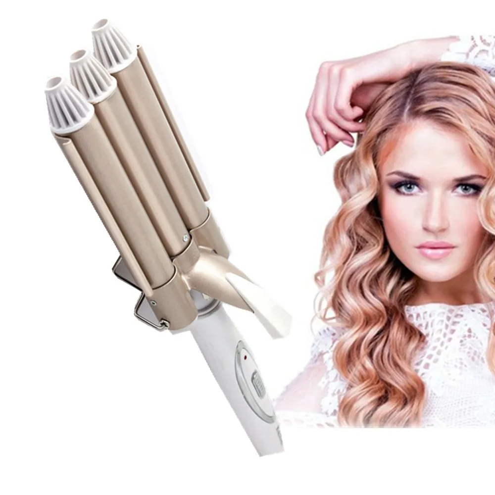 

Professional 20/22 mm Wave Curling Iron Ceramic Hair Curler Deep Wavy Curler LED Temperature Hair Three Tube Hair Curler Roller