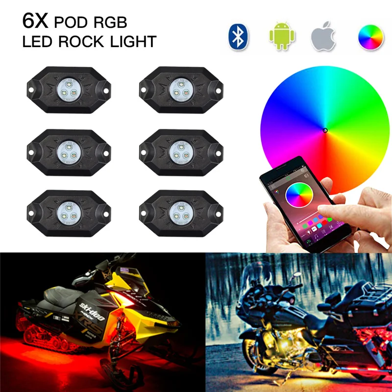 6 накладки RGB светодиодный Роллинг Рок светильник 9W IP68 работы при прослушивании