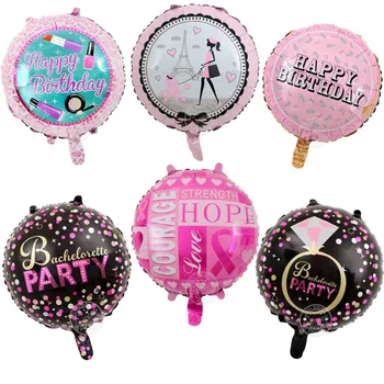 

50pcs/lot 18"inch Happy Birthday Fashio Lady Round Foil Air Balloons Kid's Toys Party Decoration Takeaway Favors