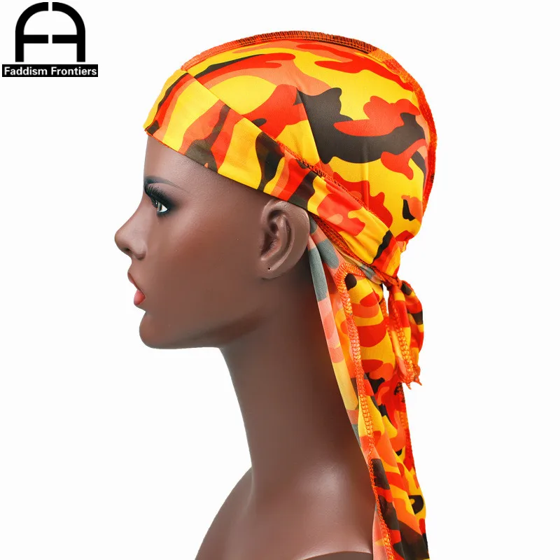Men Silky Durags Turban Print Silk Durag Headwear Bandans Headband Hair Accessories Pirate Hat Waves Rags