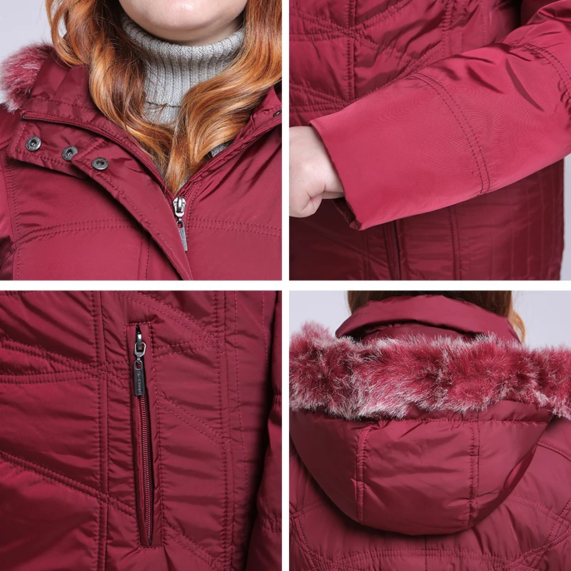 Capuche Red Vassa 2018 Parkas Taille La Manteaux Long Nouveaux down Dames Femelle Grande Dark Survêtement Turn Col Femmes Ms Vestes Avec Plus fAqwaY1aS
