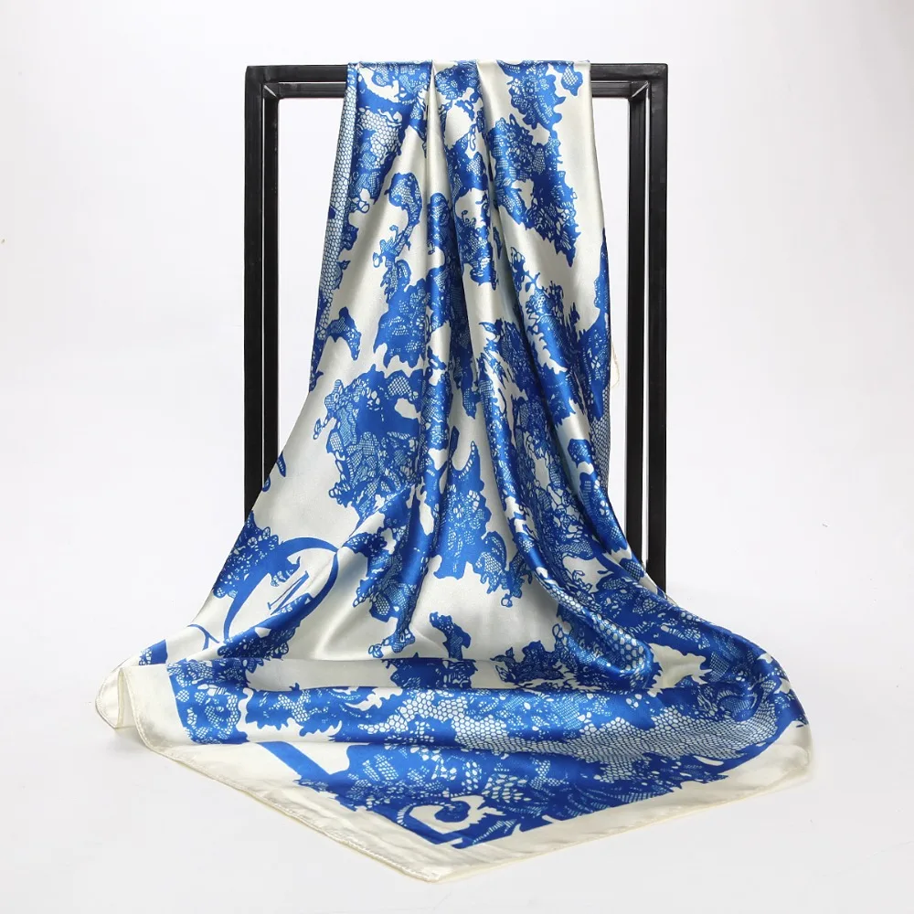 

Fashion Women soft satin scarf / Printed quare silk handfeel scarves 90cm / Gifts Wholesale dropshipping
