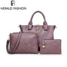 3 Pcs Set Fashion Women Handbags Brand Composite Bag For Women Messenger Bags Female Purse Solid