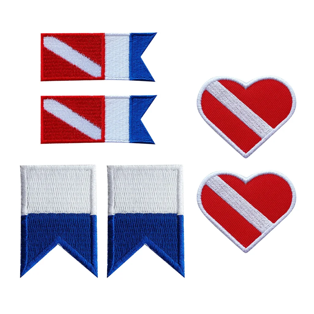 3 Pairs Alpha Flag Diver Down Flag Patch Badge Scuba Diving Embroidered Decorative Patches for Scuba Divers, Not Come Off