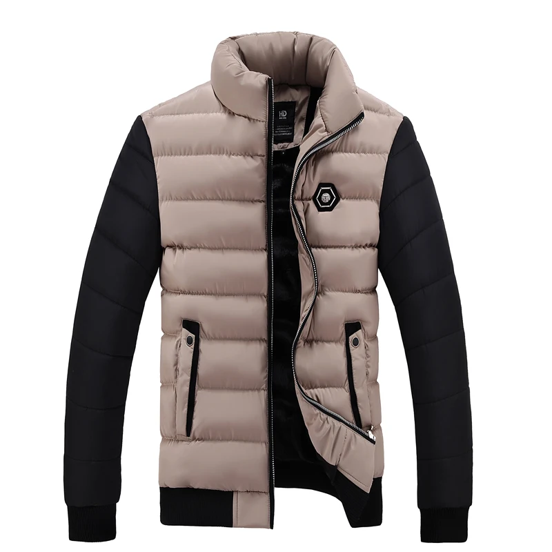 

2018 Men's Casual Parkas Solid Stitching Winter Jacket Men Hooded Thick Warn Padded Overcoat Man Jaqueta Masculino Inverno