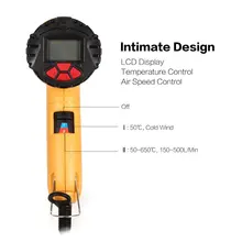 1800 Вт цифровой электрический тепловой пистолет с ЖК-дисплеем, температурный вентилятор, регулируемый термоусадочный инструмент для зачистки краски, инструмент для самостоятельной работы+ насадка Shpip