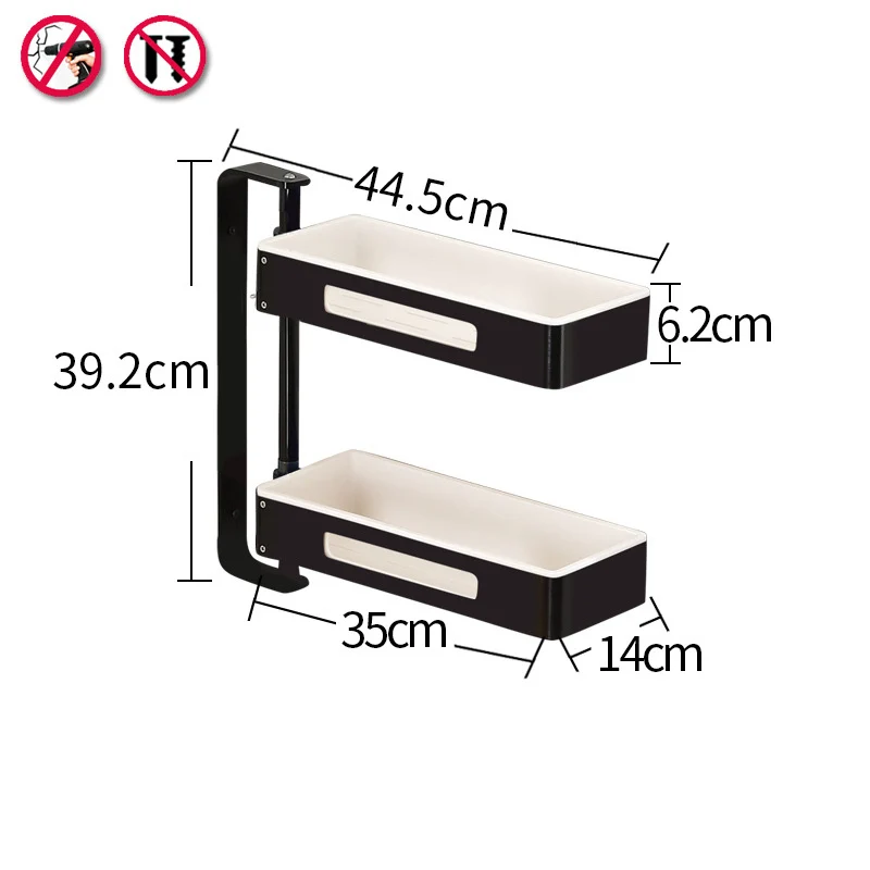 Кухонная полка для хранения, многофункциональное настенное крепление, дырокол, вращающийся на 180 градусов, 1/2 слой, Полка для специй, принадлежности для ванной комнаты, Органайзер