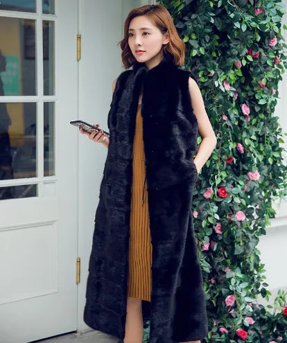

New Women Rabbit Fur Vest Winter Warm Real Nature Rabbit Fur Coat Vest Long Custom Size Jacket Free Shipping F1973