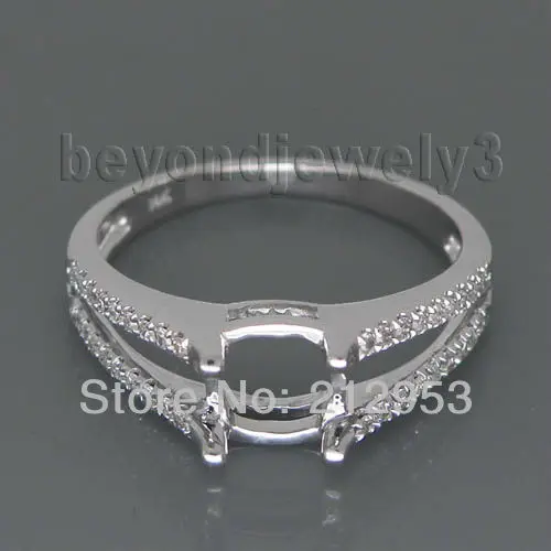 

Solid White Gold Ring 14Kt Cushion 6mm Semi mount Ring SR336A