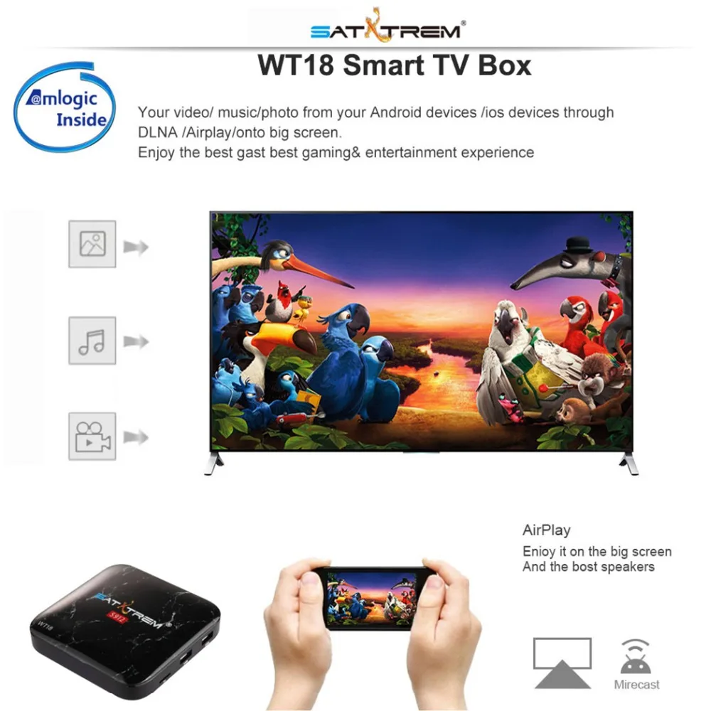 SATXTREM WT18 ТВ Box Amlogic S912 Octa Core Android 7 1 3g 32G HD 4 K WiFi BT 0 Декодер каналов кабельного