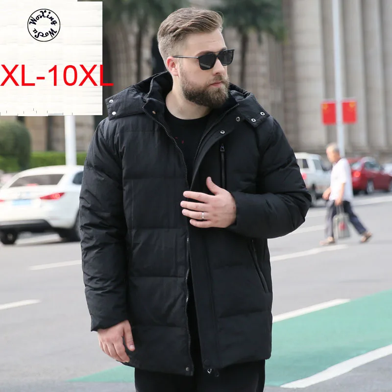 Мужской пуховик с капюшоном Woxingwosu плотный со съемной шапкой для мужчин среднего