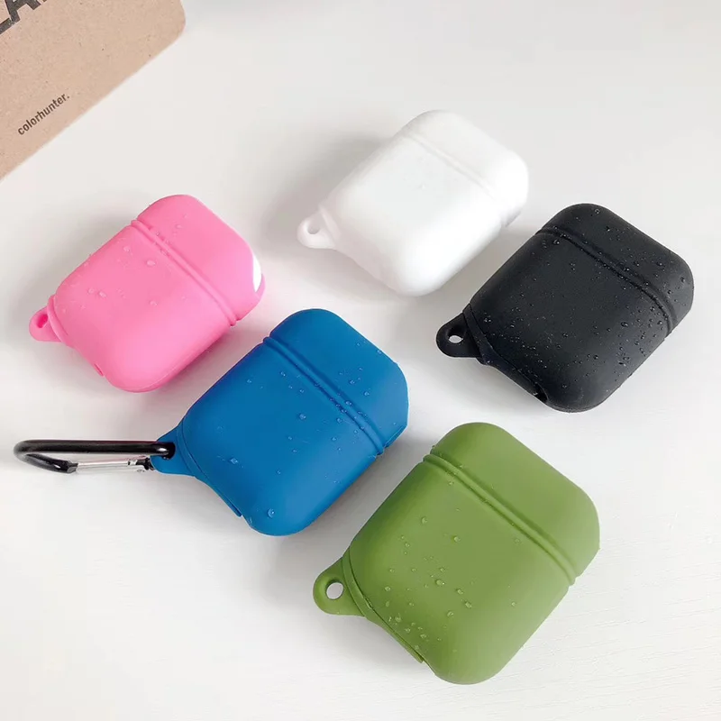 

Liquid Silicone Bluetooth Waterproof Wireless Earphone Case Cover For Apple Airpods Charging Box With Hooks