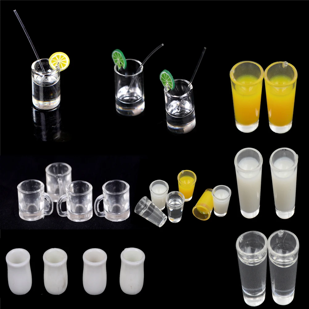 4Pcs/set 1:12 Dollhouse resin transparent water cup model drinks cup modelPLCA 