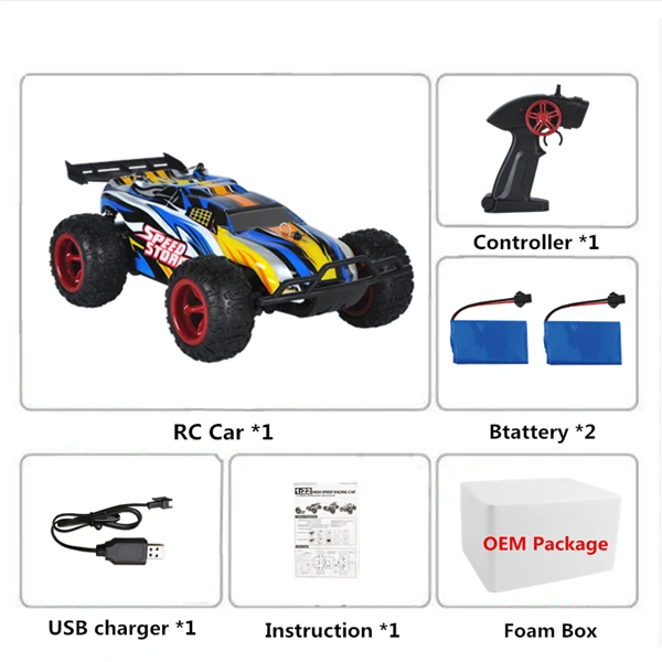 Радиоуправляемая машинка на радиоуправлении, светодиодные игрушки для детей, для мальчиков, внедорожная машина на дистанционном управлении, автомобиль машины на Qadio, автомобиль 1:22, 2,4G, 2WD - Цвет: Blue 2B Foam Box