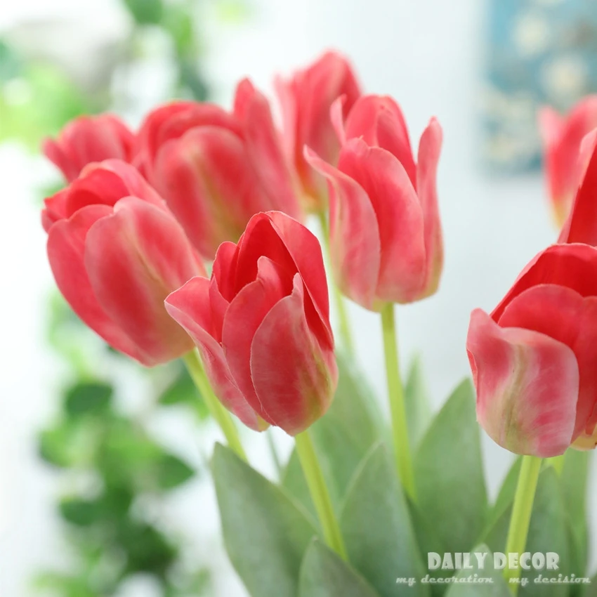 

12pcs/lot ! wholesale 3D printing Real touch artificial Tulips high simulation latex flowers tulip fake wedding decorative tulip