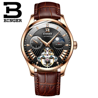 Новые швейцарские автоматические механические часы, мужские часы Бингер, роскошные Брендовые мужские часы, сапфировые мужские часы с скелетом, водонепроницаемые B-1186-8 - Цвет: Item 5
