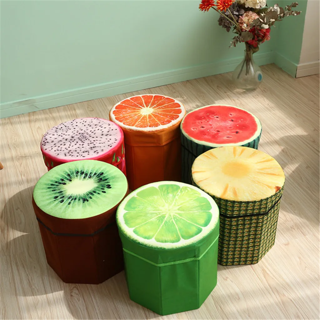 

Foldable Storage Foot Stool Children Pouffe Bedroom Home Chair Kids Seat Box Home Storage Organization