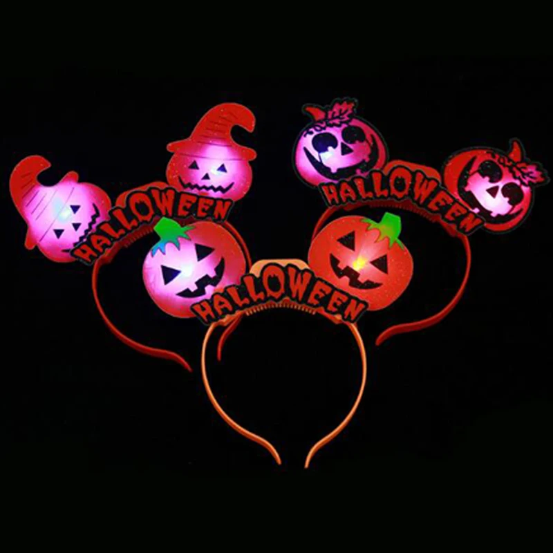 Хэллоуин сверкающие принадлежности для вечеринки Glow/Light Up/светодиодный/головной убор повязка мигающие волосы аксессуары для Хэллоуина вечерние светодиодный игрушки