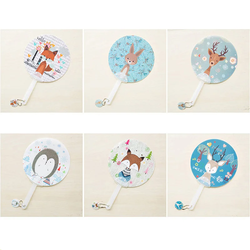 

1 Pc Cartoon PVC Creative Summer Handheld Fan Mini Round Hand Fan Color Random