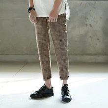 M-5XL! Весенние мужские клетчатые брюки длиной до щиколотки; большие размеры; Прямые брюки в британском стиле; 9
