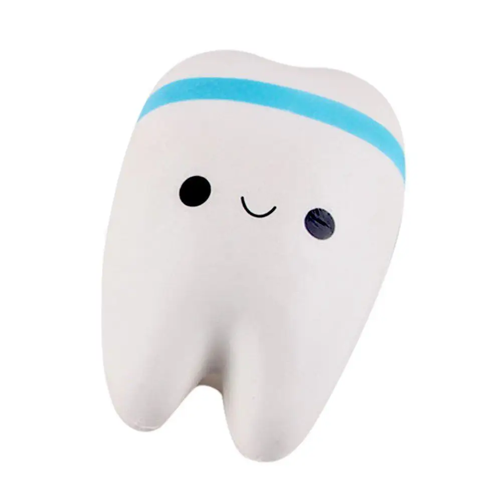 New Squishy Cartoon Smiley Teeth Slow Rising Soft Toy Charm Pendant with Ball Chain