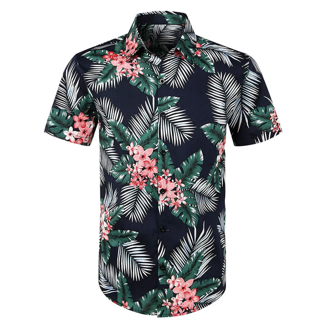 Страусиная Новинка, модная мужская Повседневная рубашка с принтом на пуговицах, гавайская ветровка с коротким рукавом, удобные рубашки высокого качества - Цвет: GN