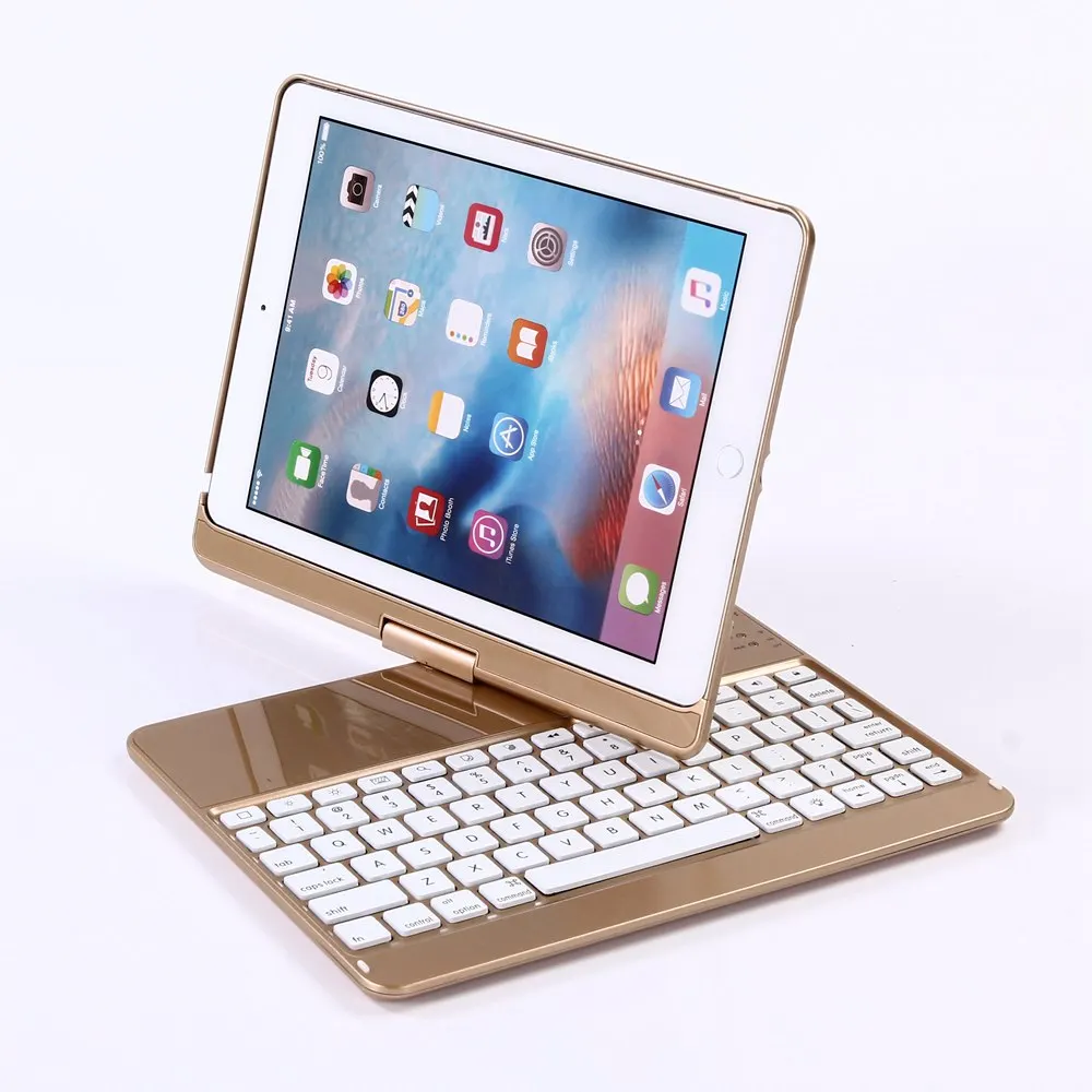 360 Degree Rotation For New iPad 9.7 2017 Keyboard Case Wireless Bluetooth LED Backlit Funda for iPad 2017 9.7 Keyboard Cover