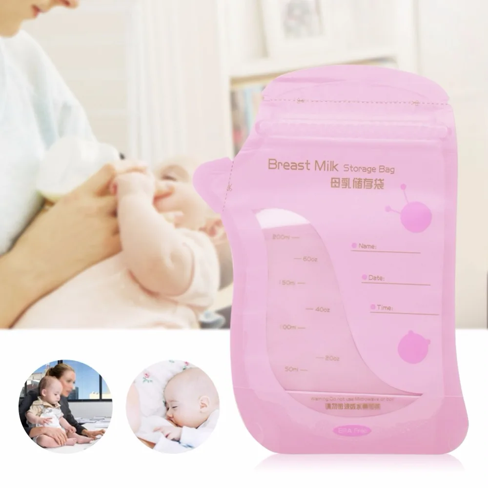 30Pcs/Set Breast Milk Storage Bag Liquid 200ml Pre sterilized Double Scale Sealing Strip New