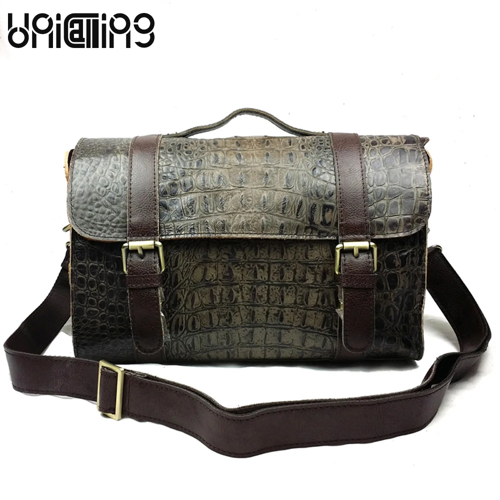 

New style Cow Leather women bag fashion brand women messenger bags Retro Lady Crocodile bag Large capacity leather handbags