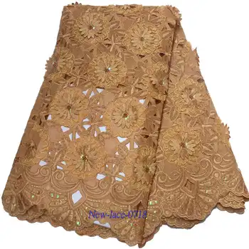 

High class Handcut High Quality African lace fabric Swiss voile 100% cotton floral organza lace fabric with Rhinestones 04