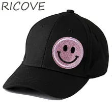 Для женщин летние Бейсбол Кепки мода лето Snapback Hat улыбка патчи Для мужчин хлопок папа Шапки Регулируемый солнцезащитный козырек Trucker Кепки s повседневное