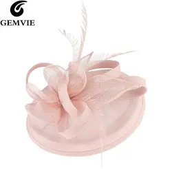 Свадебный праздник чародей Коктейль шляпа для Для женщин перо Цветочная шпилька для волос Винтаж Модные женские вечерние церковная