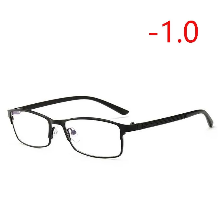 Анти-синий светильник очки для близорукости с градусом TR90 мужские классические деловые квадратные близорукие очки-1,0-1,25-1,5 до-4,0 - Цвет оправы: Myopia 100