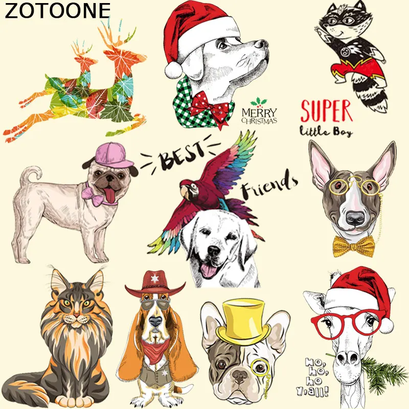 

ZOTOONE Cartoon Animal Patches Iron On Transfers DIY Accessory Decoration Print On T-shirt Jeans Children's Christmas Gift C