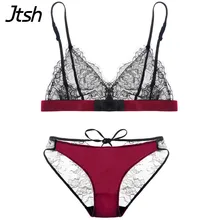 Французский бренд ресницы кружева Bralette набор прозрачный мягкий Треугольник комплекты бюстгалтеров и трусиков сексуальный нижнее белье без подкладки провода сексуальный бюстгальтер набор