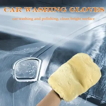 

2pcs Soft Wool Car Washing Gloves Cleaning Brushes Good Water Absorption No Hair Removal Car Styling Auto Detailing Tools