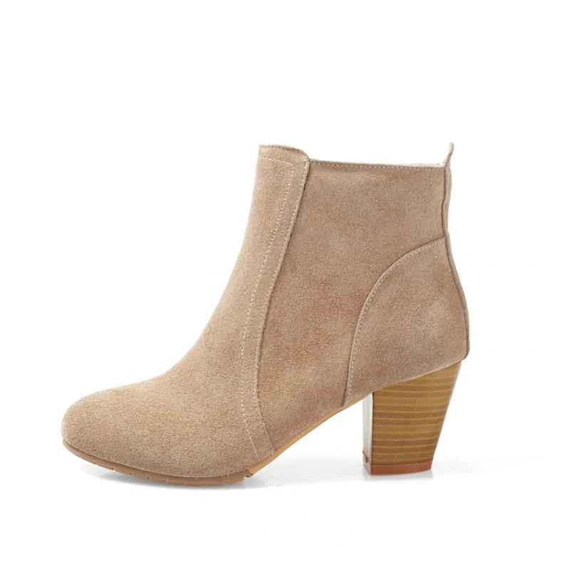 

2017 New Autumn Popular Women's Boots 3 Colors Fashion Chelsea Boots Square Heel Round Toe Martin Boots
