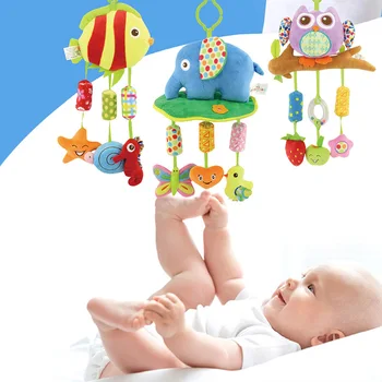 

Newborn Infant Crib Rattles Bell Toy Cartoon Animal Toddler Bed Hanging Owl/Fish/Elephant Baby Plush Wind Chime Toys FJ8