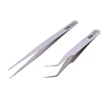 2 шт. Электроника промышленный пинцет антистатические изогнутые прямая законцовка точность нержавеющей Щипцы телефон ремонт ручные инструменты набор